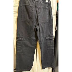 Zara Women's High Rise Elastic Back Waist Cargo Jogger Jeans Black Small